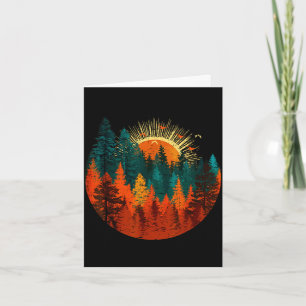 Vintage forest trees sunset outdoor wildlife men card