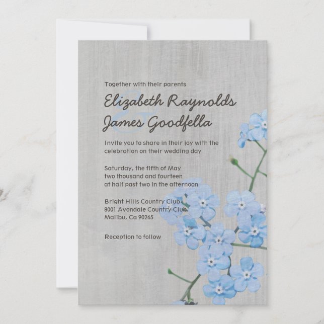 Vintage Forget-Me-Not Wedding Invitations (Front)