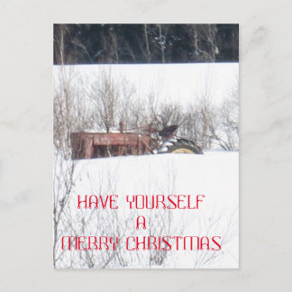 Vintage Forgotten Tractor Christmas Card