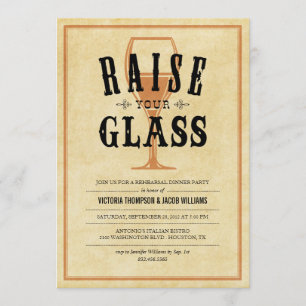 Vintage Formal Toast Rehearsal Dinner Invitations
