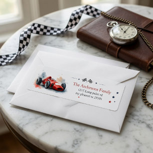 Vintage Formula Race Car Return Address Label