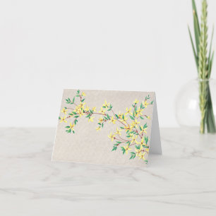 Vintage Forsythia Thank You Card