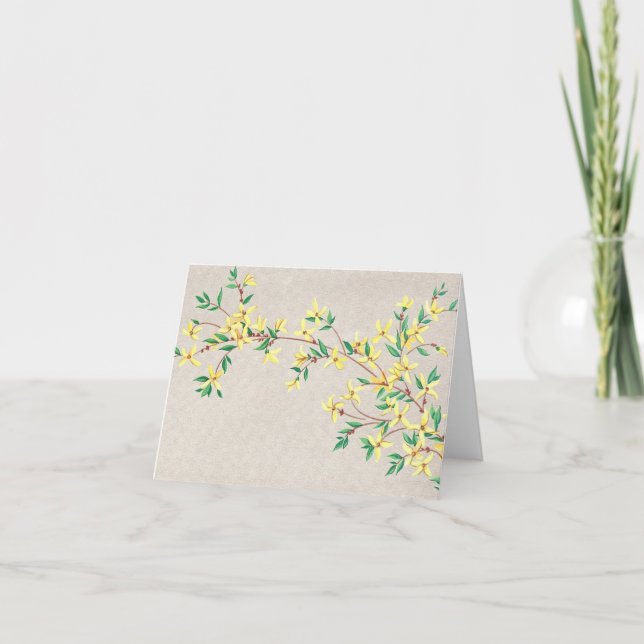 Vintage Forsythia Thank You Card (Front)