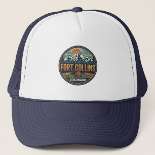 vintage fort colllins colorado mountain hiking trucker hat