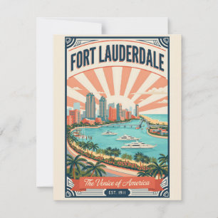 Vintage Fort Lauderdale Florida Retro Travel Holiday Card