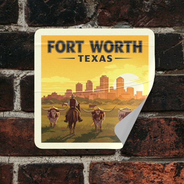 Vintage Fort Worth Texas Square Sticker (Creator Uploaded)