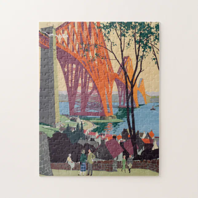 Vintage Forth Bridge Scotland Railroad Travel Art Jigsaw Puzzle Zazzle