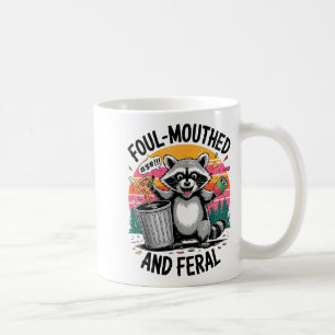 Vintage Foul-mouthed & Feral Raccoon Retro Fun Coffee Mug