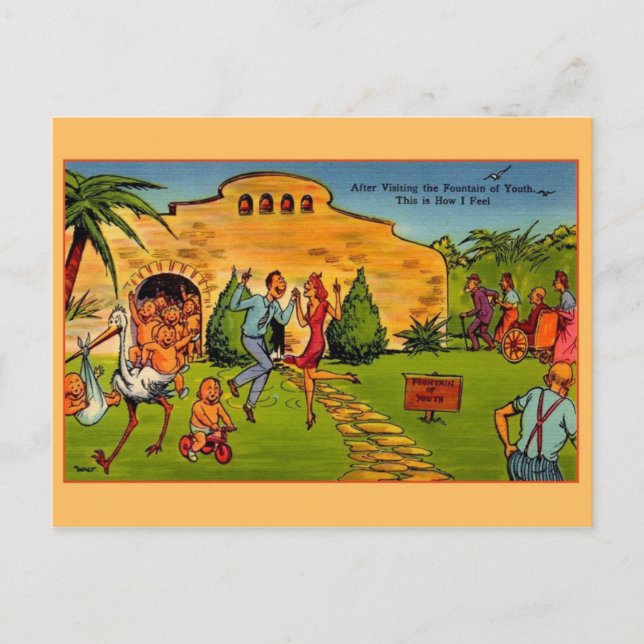 Vintage Fountain Of Youth Travel Postcard (Front)