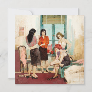 Vintage "Four Ladies" Flat Note Card