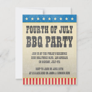 Vintage Fourth of July American BBQ Party Invitation