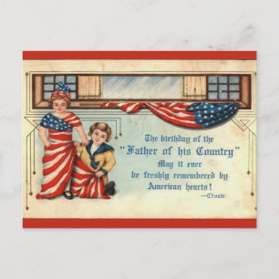 Vintage Fourth of July American Hearts  Postcard