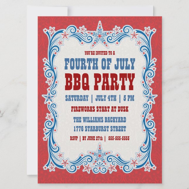 Vintage Fourth of July BBQ Party Invitation (Front)