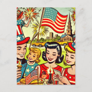 Vintage Fourth of July Family Comics Postcard