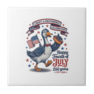Vintage Fourth of July Goose 250 Years Shirt Desig Ceramic Tile