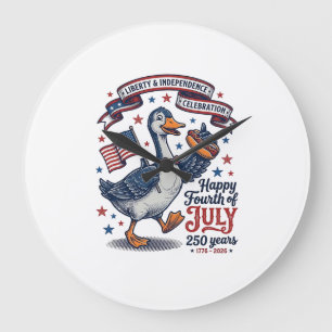 Vintage Fourth of July Goose 250 Years Shirt Desig Large Clock
