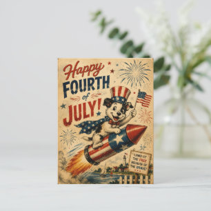 Vintage Fourth of July Postcard   Patriotic Puppy 