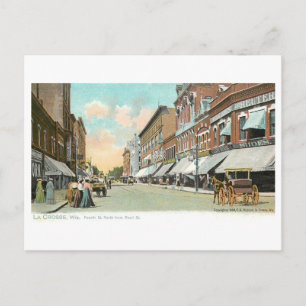 Vintage Fourth Street, La Crosse, Wisconsin Postcard