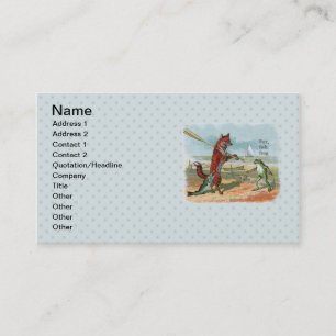 Vintage Fox and Frog Beach Whimsical Illustration Business Card