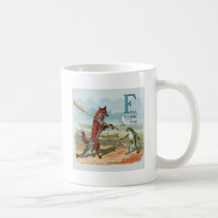 Vintage Fox and Frog Beach Whimsical Illustration Coffee Mug