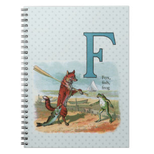 Vintage Fox and Frog Beach Whimsical Illustration Notebook
