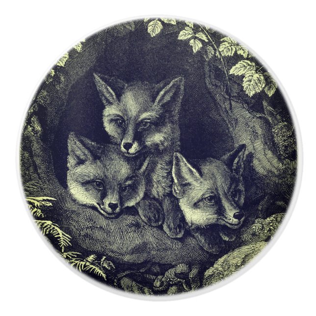 Vintage fox ceramic knob (Front)