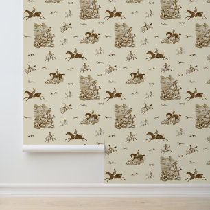 Vintage Fox Chase Horse Riders Hounds Hunting Wallpaper