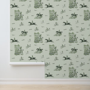 Vintage Fox Chase Horse Riders Hounds Hunting Wallpaper
