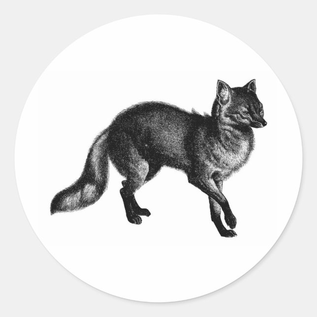 Vintage Fox Classic Round Sticker (Front)