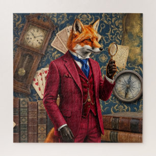 Vintage Fox Detective Men and Family Jigsaw Puzzle