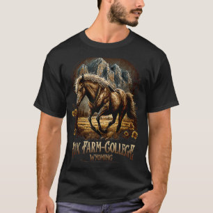 Vintage Fox Farm College Wyoming Mountains Horse W T-Shirt