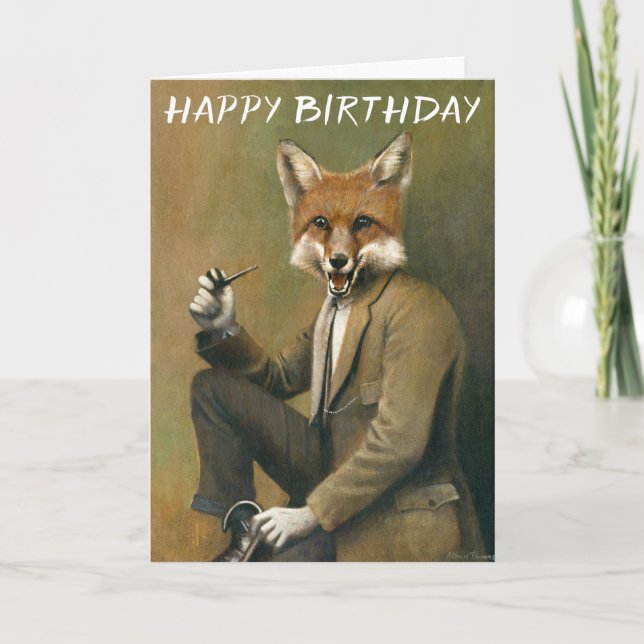 Vintage Fox In Suit Birthday Card (Front)