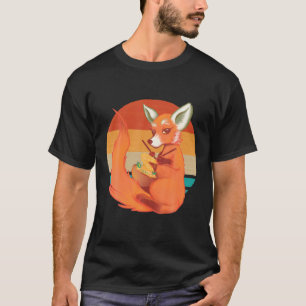 Vintage Fox Knitting A Scarf From Thai Noodles Bow T-Shirt