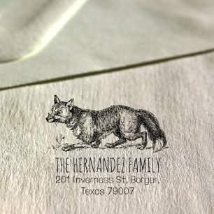 Vintage Fox Return Address Family  Rubber Stamp