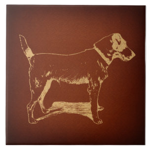 Vintage Fox Terrier Dog Art Rustic Antique Style Ceramic Tile
