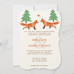 Vintage Foxes Wedding Invitation