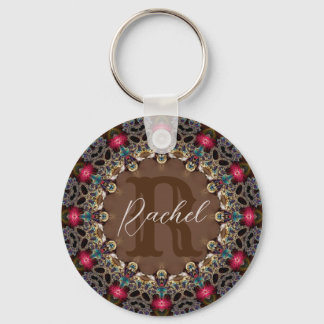 Vintage Fractal Lace Custom Name & Quote Key Ring