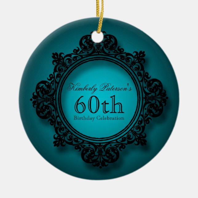 Vintage Frame 60th Birthday Personalised Ornament (Front)