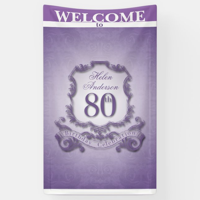 Vintage frame 80th Birthday celebration Banner (Vertical)