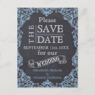 Vintage frame and chalkboard wedding Save the Date Announcement Postcard