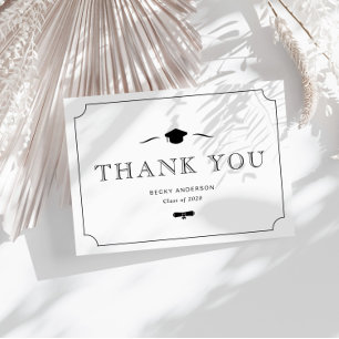 Vintage frame black and white graduation thank you postcard