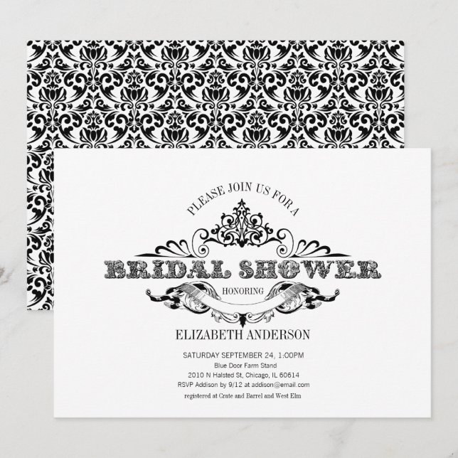 Vintage Frame Bridal Shower Invitation (Front/Back)