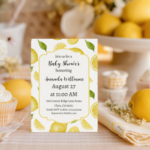 Vintage Frame Butter Yellow Lemon Baby Shower Invitation