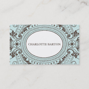 Vintage Frame Calling Card in Blue and Brown