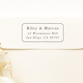 Vintage Frame & Couples Names Return Address Rubber Stamp