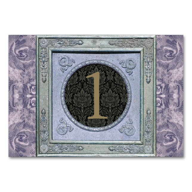 Vintage Frame Damask Floral Tapestry Table Card (Front)