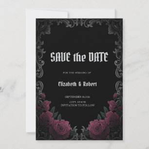 Vintage Frame Dark Roses Gothic Save The Date