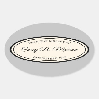 Vintage Frame "From the Library Of" Oval Bookplate Sticker