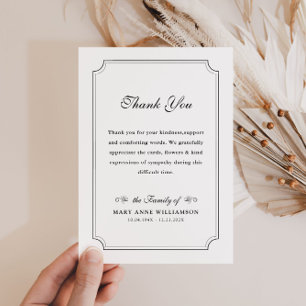 vintage frame funeral thank you note card
