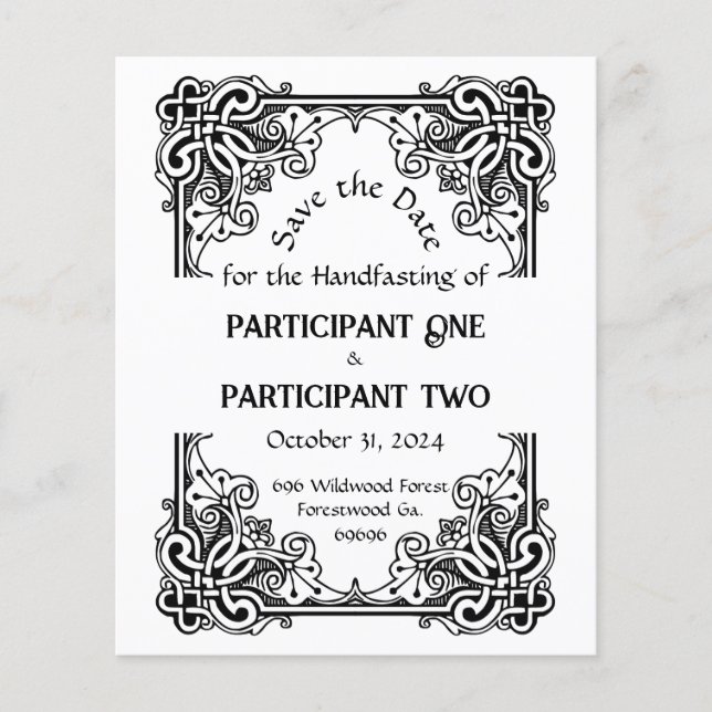 Vintage Frame Handfasting Flat Save The Date Card (Front)